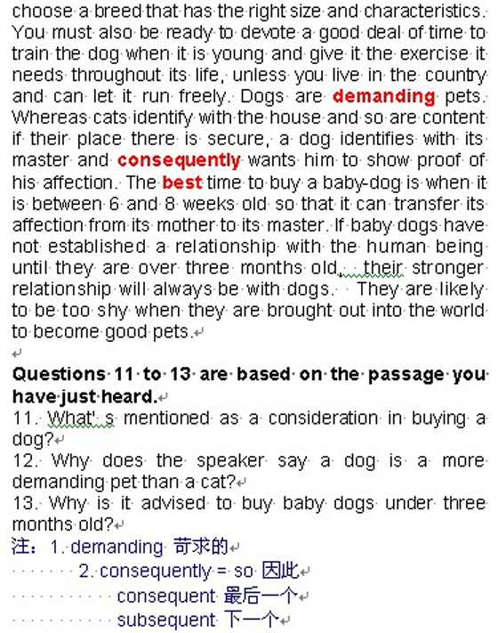 2010年6月大學英語六級考試聽力講義精選(九)