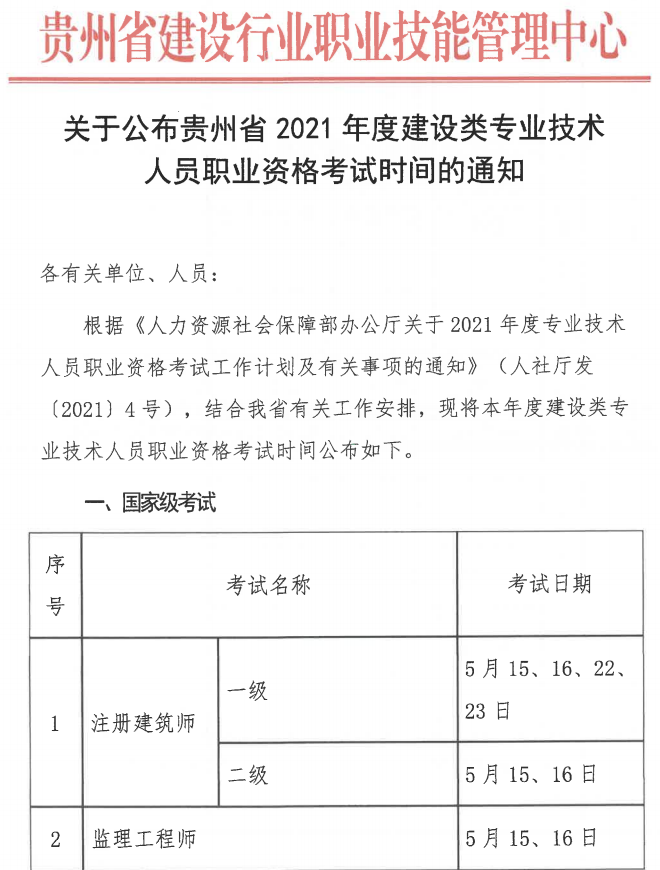 貴州2021年二級(jí)造價(jià)工程師考試時(shí)間：暫定第4季度