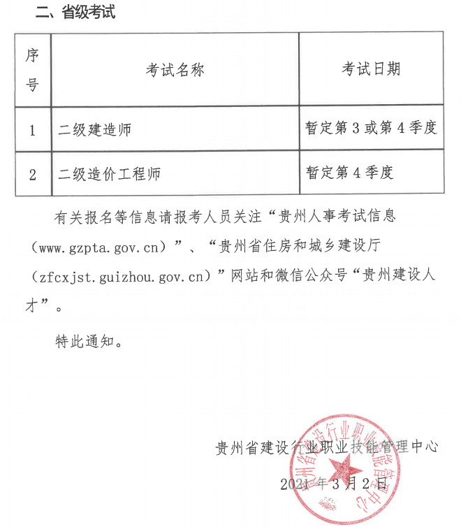 貴州2021年二級(jí)造價(jià)工程師考試時(shí)間：暫定第4季度