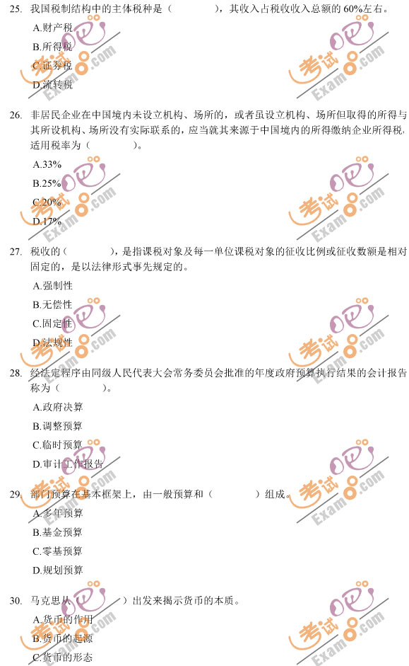 2012經(jīng)濟(jì)師初級(jí)經(jīng)濟(jì)基礎(chǔ)押題密卷
