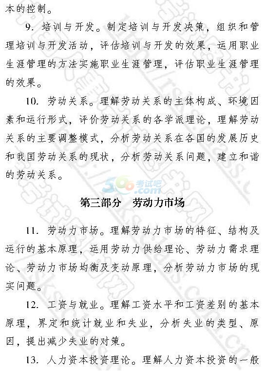2017年經濟師《中級人力資源管理》考試大綱