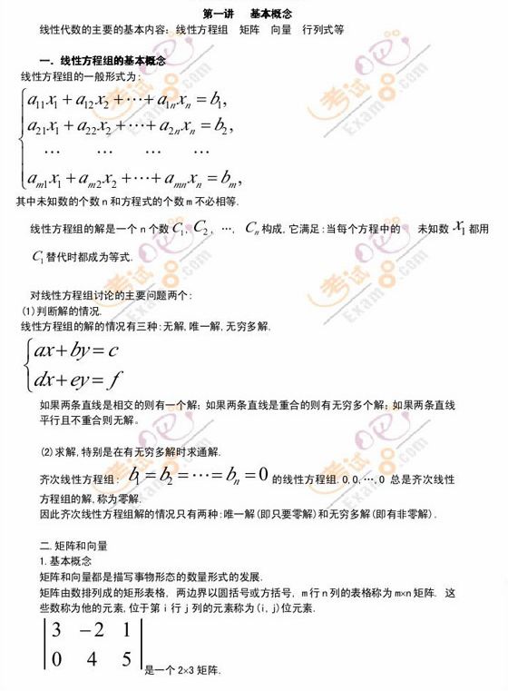 必備精品講義：2010年考研數(shù)學(xué)線性代數(shù)(1)