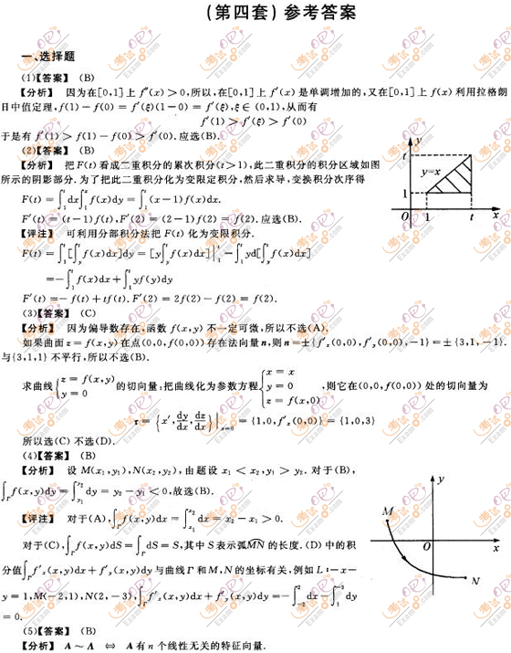 2010考研數(shù)學一沖刺全真試題及答案解析