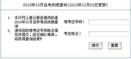 廣東中山2010年10月自考成績(jī)查詢?nèi)肟?hspace=0