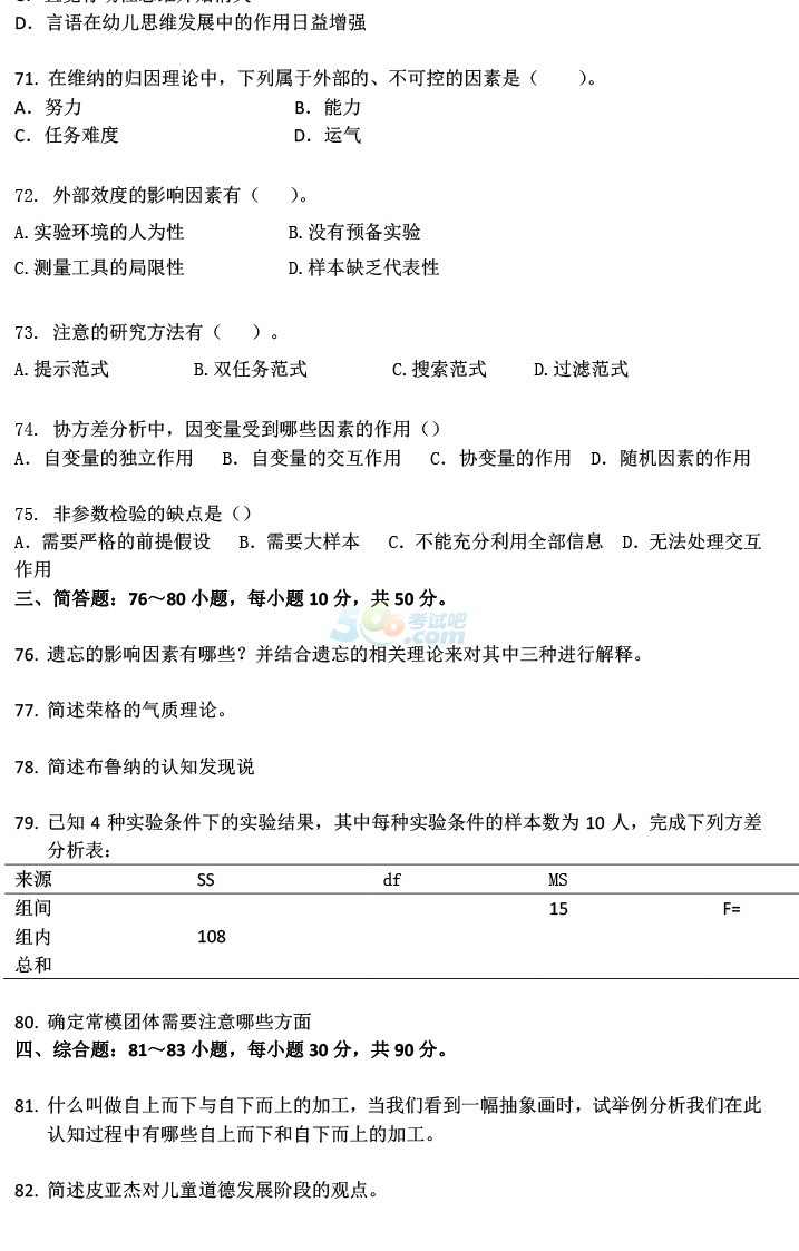 2016年考研心理學(xué)考前終極預(yù)測(cè)題及答案解析