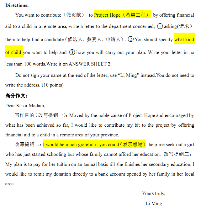 2019考研英語小作文范文背誦：請求信