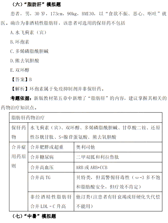 近兩年執(zhí)業(yè)藥師考試《藥綜》新增考點(diǎn) 考點(diǎn)模擬題