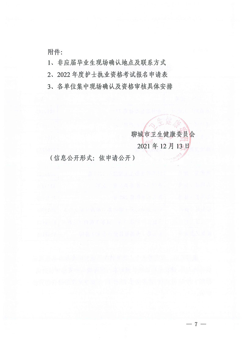 聊城市2022年度護士執(zhí)業(yè)資格考試通知