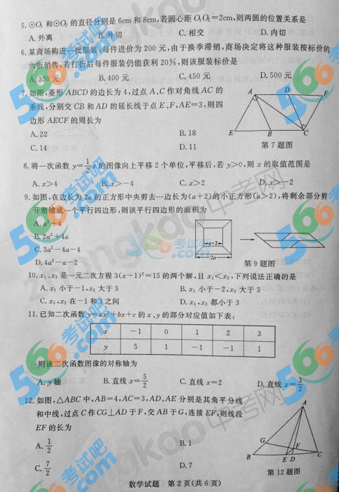2014年山東棗莊中考數(shù)學(xué)試題