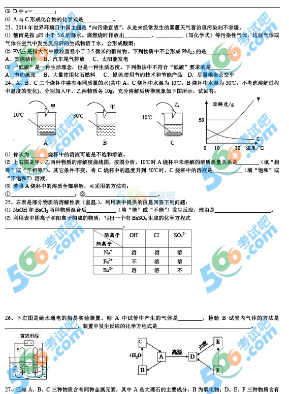 2014山東臨沂中考化學(xué)試題