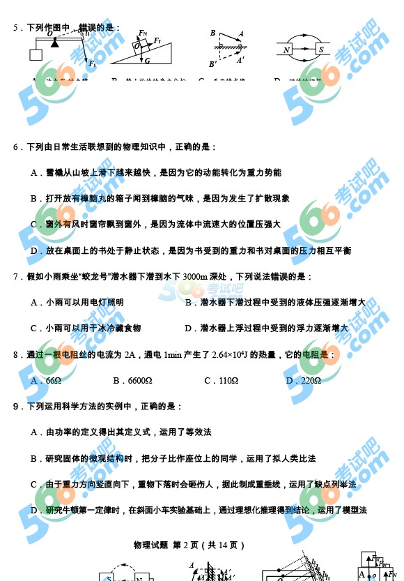 考試吧:2016年青島中考物理試題