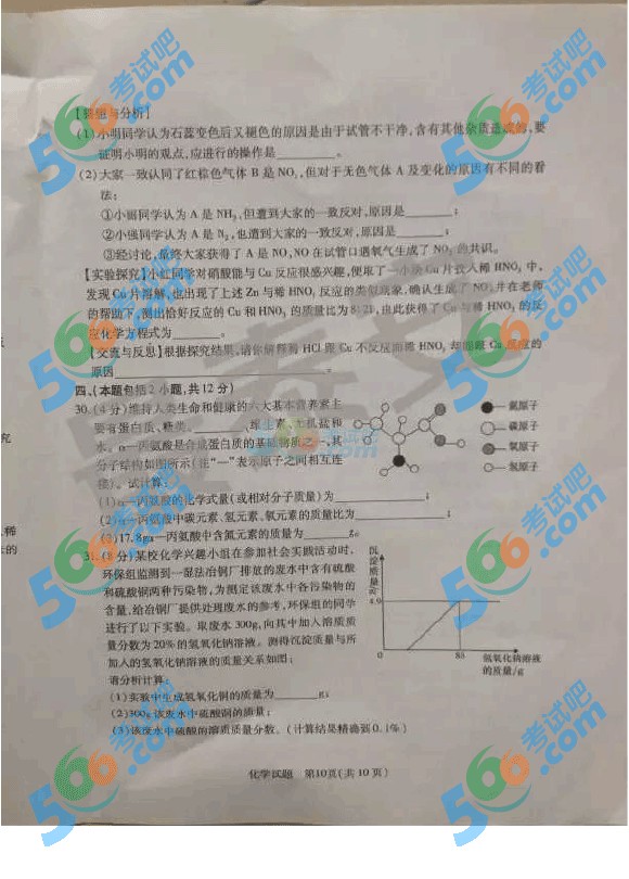 2016年泰安中考化學(xué)試題及答案