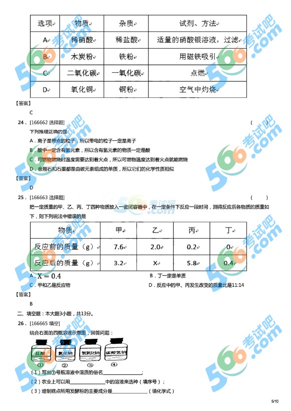 考試吧:2016年蘭州中考化學(xué)試題及答案