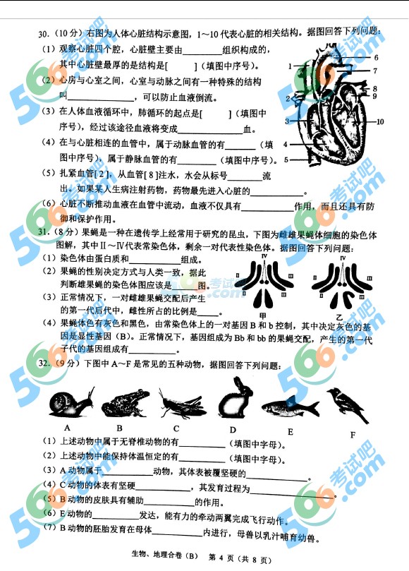 考試吧:2016年蘭州中考生物試題