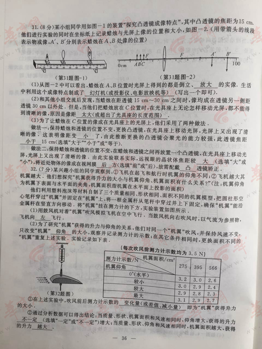 考試吧:2016年陜西中考物理/化學(xué)試題及答案
