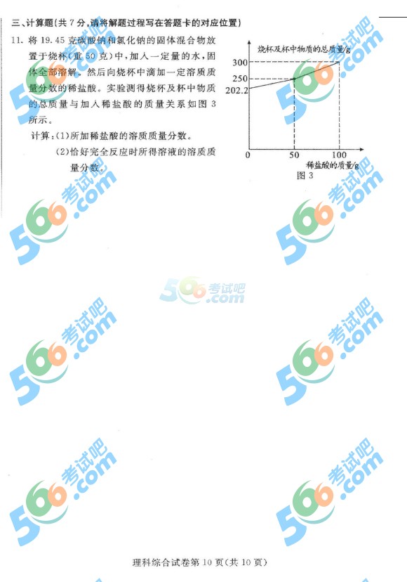考試吧:2016年包頭中考化學(xué)試題及答案