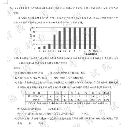 2019年福建中考《生物》真題及答案已公布