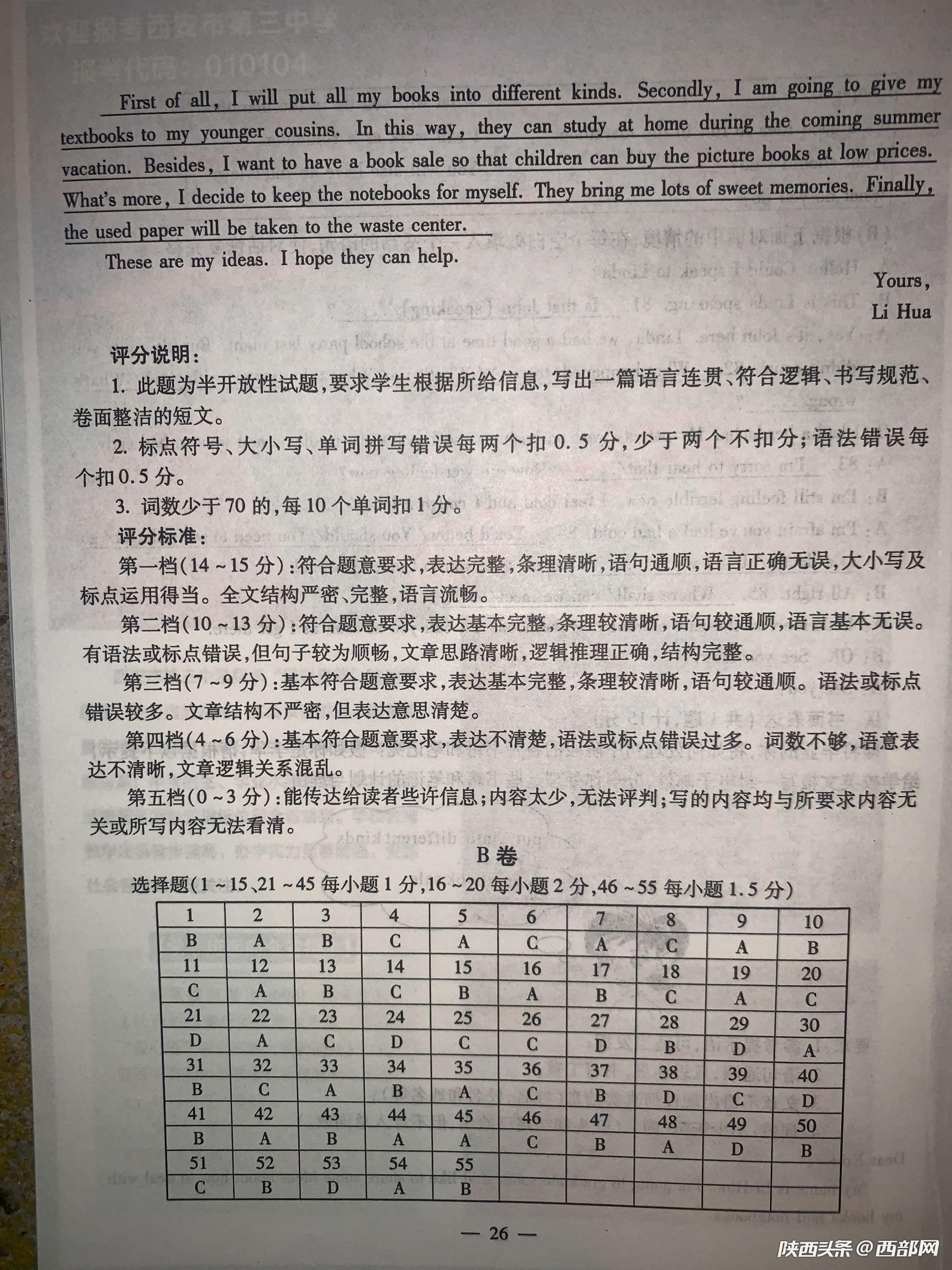 2019年陜西中考《英語(yǔ)》真題及答案已公布