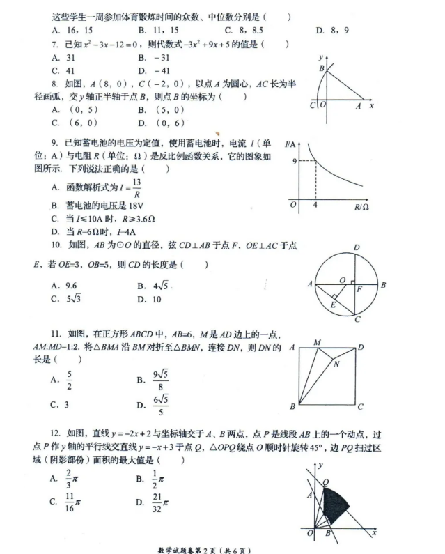 2021年四川自貢中考數(shù)學(xué)真題已公布