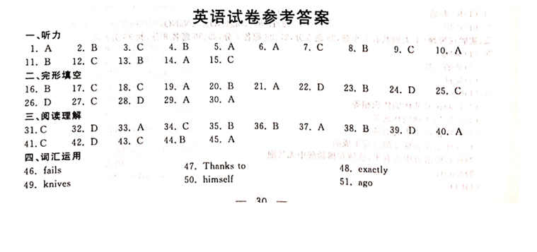 2021年浙江金華中考英語真題及答案公布