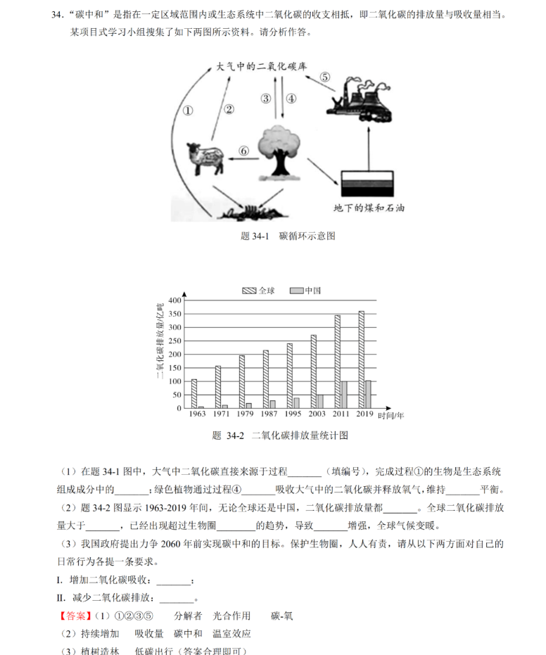 2021年廣東省中考生物真題及答案公布