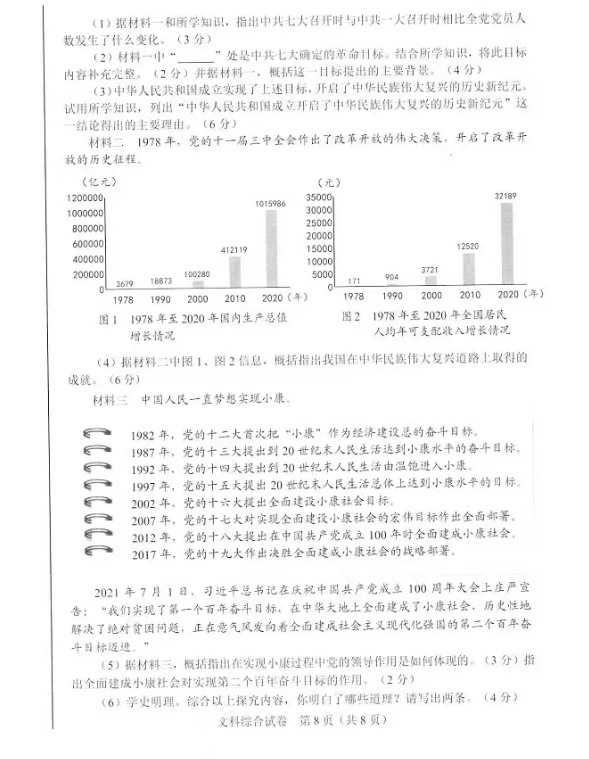 2022年河北中考文綜真題及答案已公布