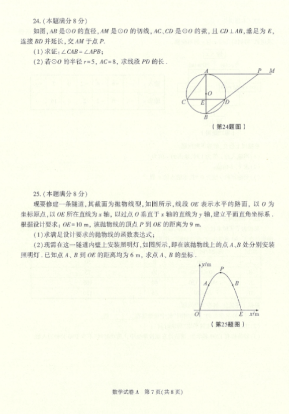 2022年陜西中考數(shù)學(xué)真題及答案已公布