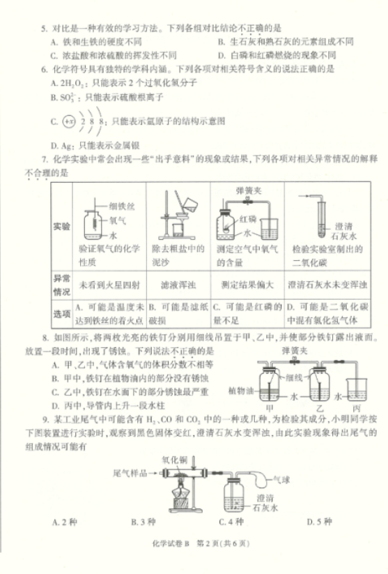 2022年陜西中考化學(xué)真題及答案已公布