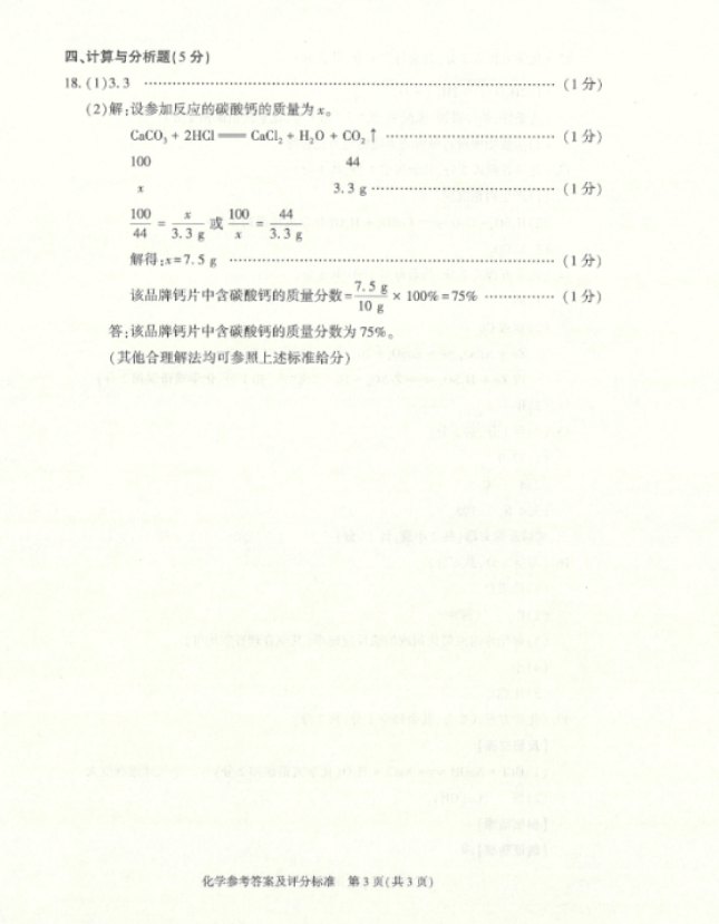 2022年陜西中考化學真題及答案已公布